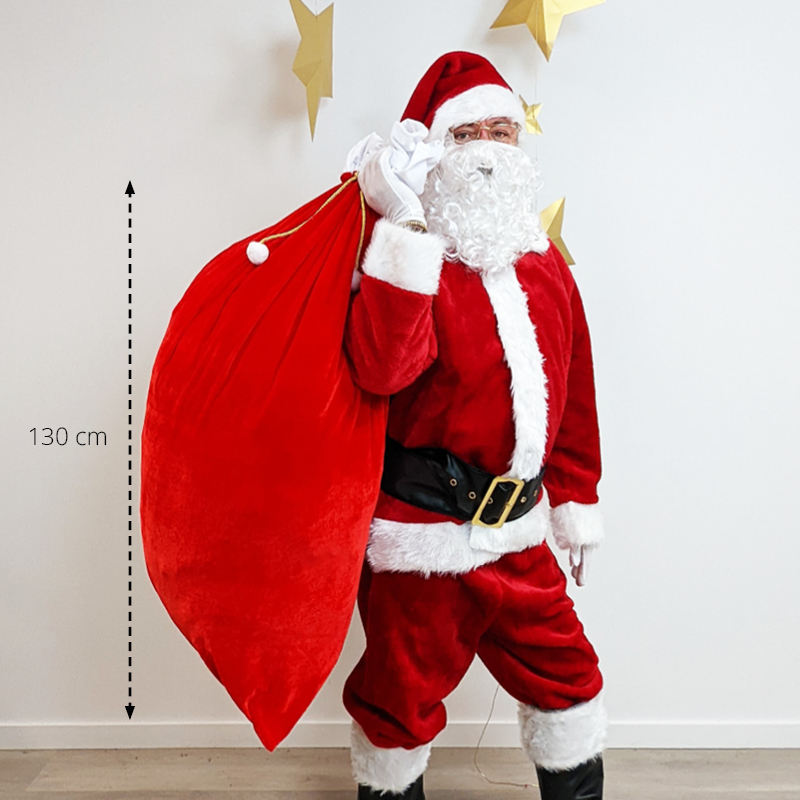 Hotte Père Noël - Velours épais - 130 X 70 cm