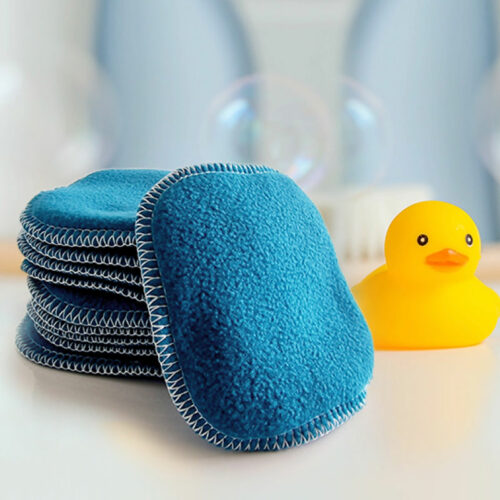 10 lingettes lavables bébé en bambou – Bleu canard