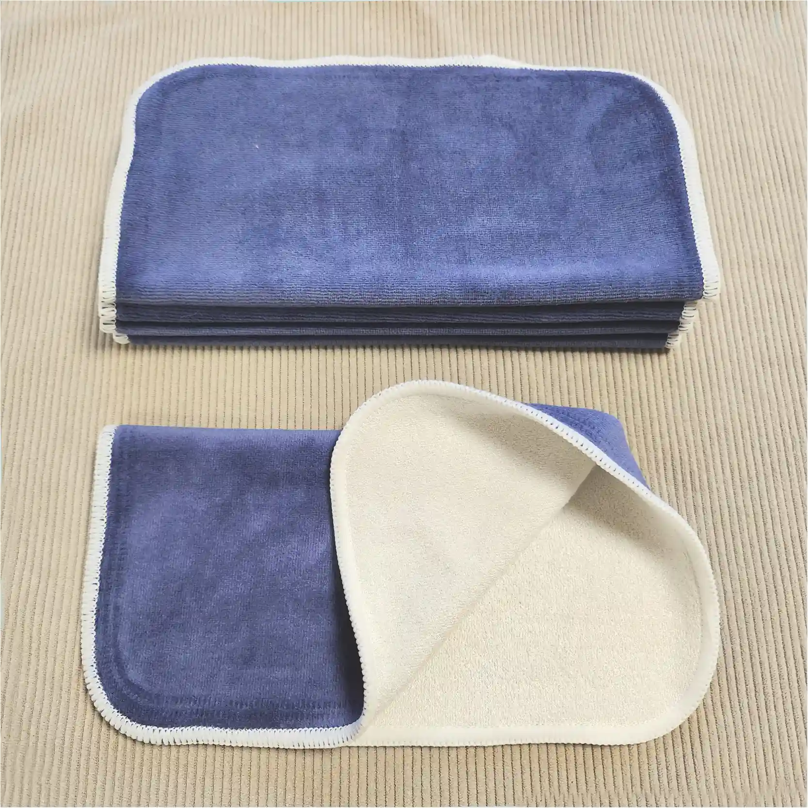5 grandes lingettes lavables - Velours et pulpe de bambou – Coloris au choix – Image 4