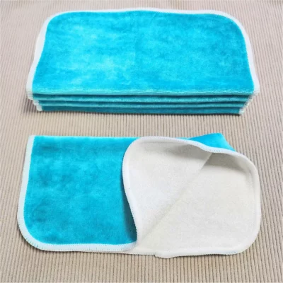 5 grandes lingettes lavables - Velours et pulpe de bambou – Coloris au choix