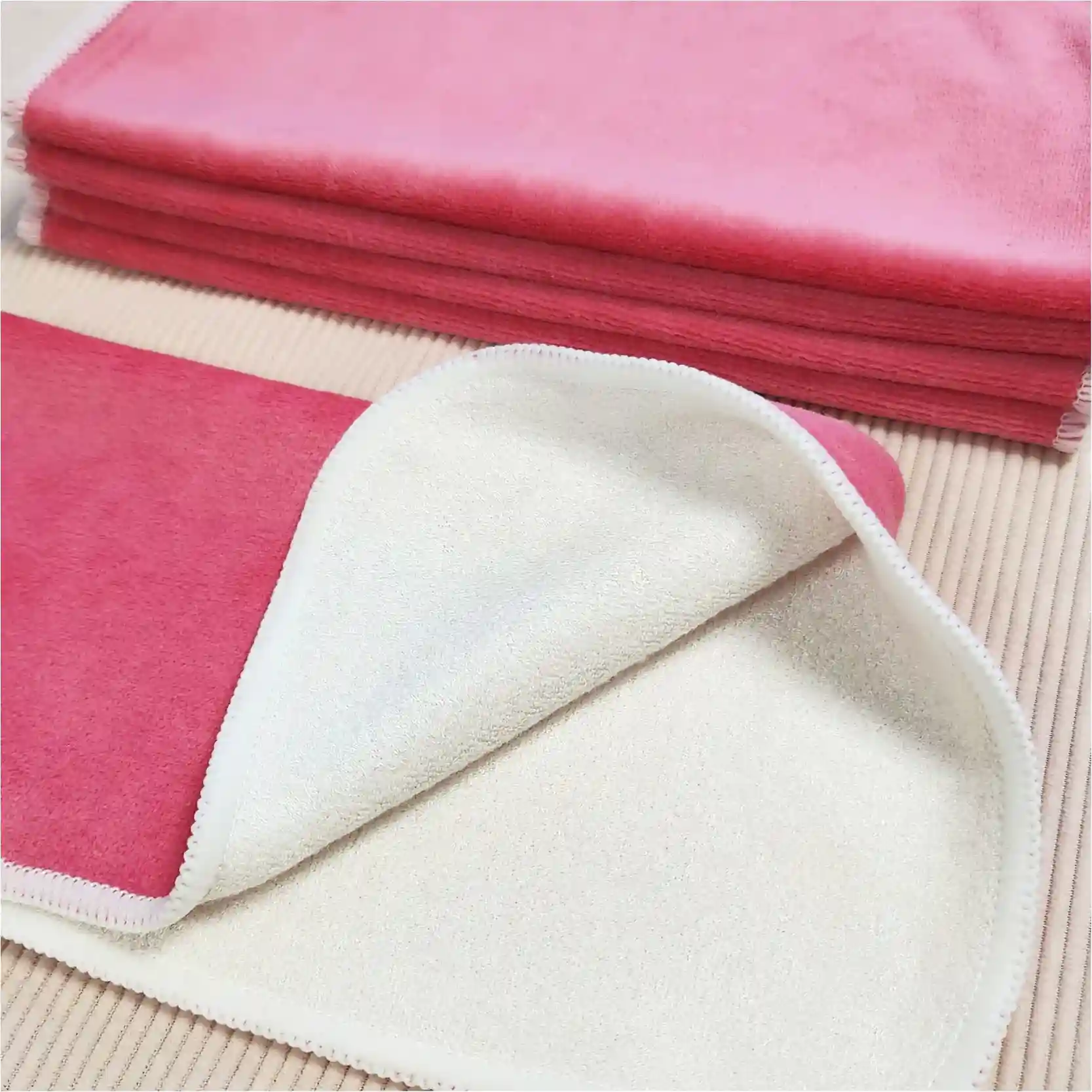 5 grandes lingettes lavables - Velours et pulpe de bambou – Coloris au choix – Image 2