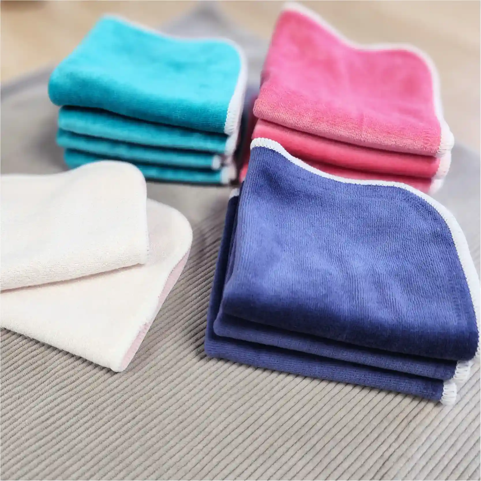 5 grandes lingettes lavables - Velours et pulpe de bambou – Coloris au choix – Image 6