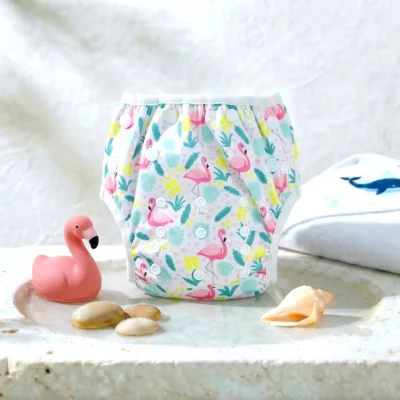 Couche de bain lavable – Flamant