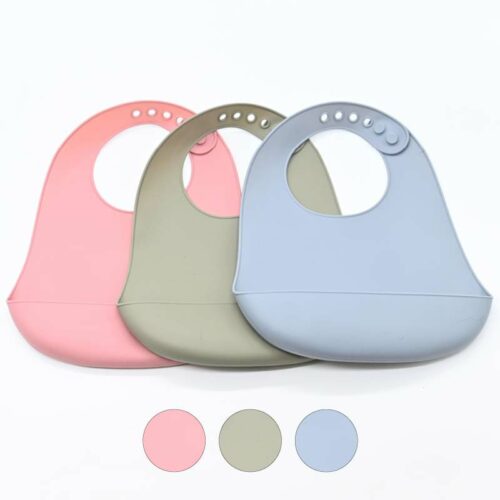 Lot de 3 bavoirs en silicone avec récupérateur - coloris au choix