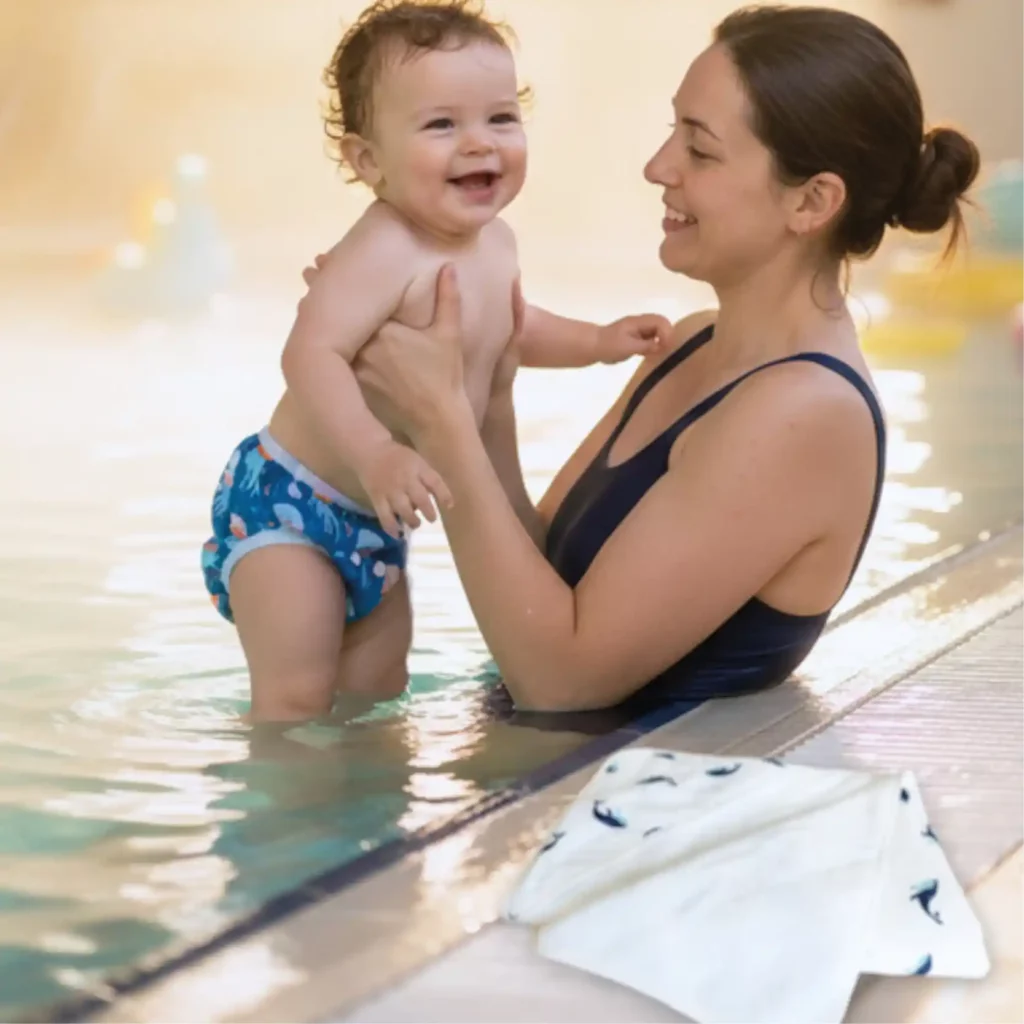 Kit Bébé Nageur : 1 Couche de bain lavable + 1 sac de piscine + 1 sortie de bain