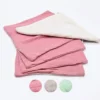 5 grandes lingettes lavables - Gaze de coton et pulpe de bambou – Coloris au choix