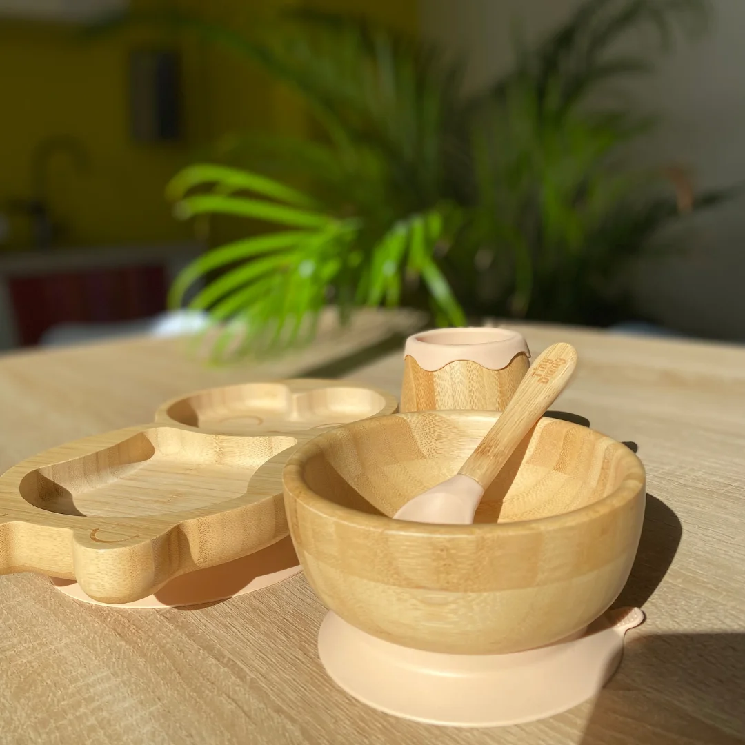 Coffret 4 pièces vaisselle bébé, bambou et silicone ventousé – Image 4