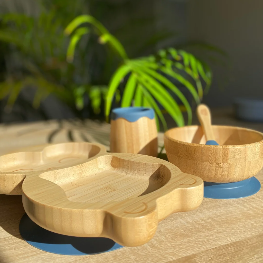 Coffret 4 pièces vaisselle bébé, bambou et silicone ventousé – Image 5