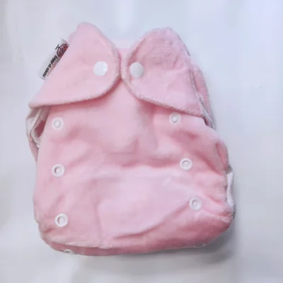 Couche lavable Te2 (Tout en Deux) bambou- sans doublure – Minky rose ** Produit déclassé **