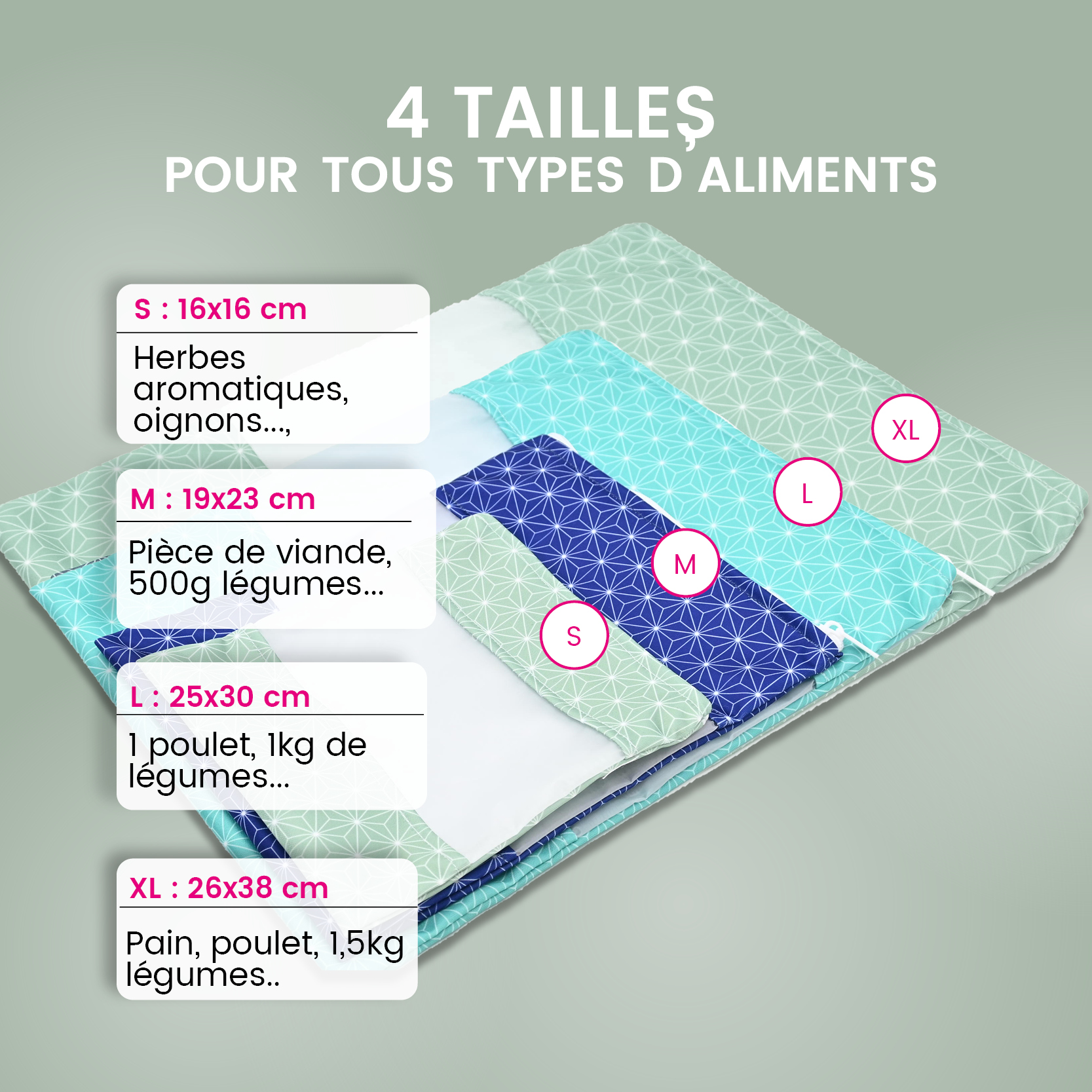 2 sacs congélation réutilisables - Très grand format (XL) - Coloris au choix – Image 6