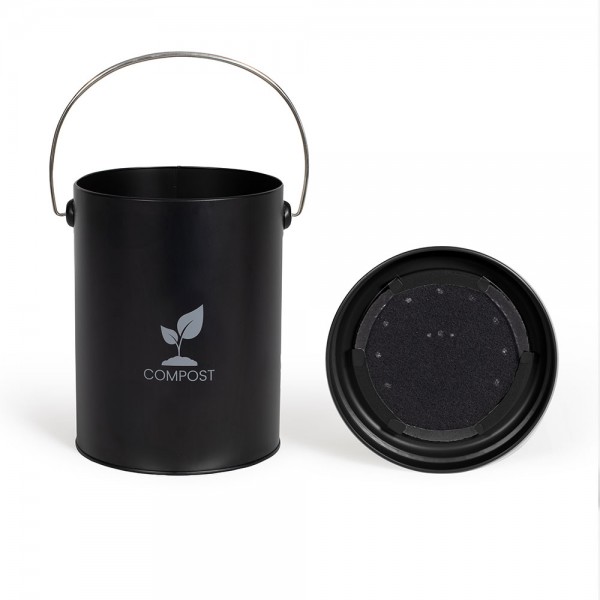 Seau à compost de cuisine 6L - LIVOO - Noir – Image 2